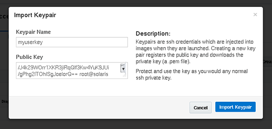 図4： Import Keypair画面