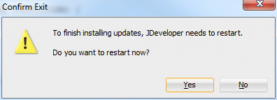 JDeveloperの再起動メッセージ