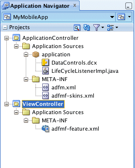 モバイル・アプリ作成後のアプリケーション・ナビゲータ・ファイル