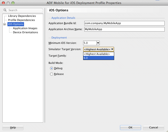 シミュレータの対象バージョンを5.0に設定