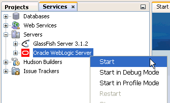 Start WebLogic Server from NetBeans