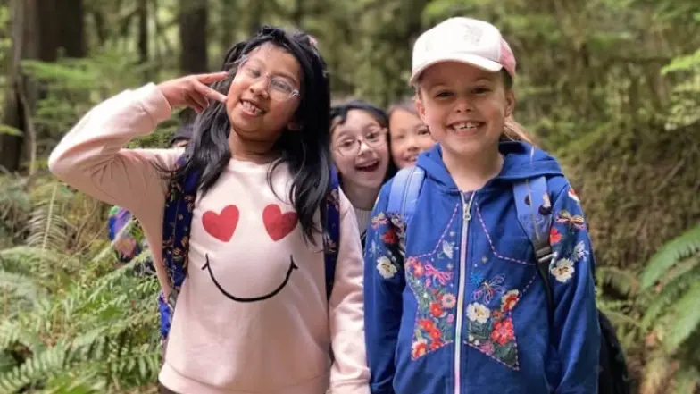 young girls hiking