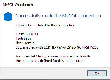 screenshot of mysql workbench - successfully connection