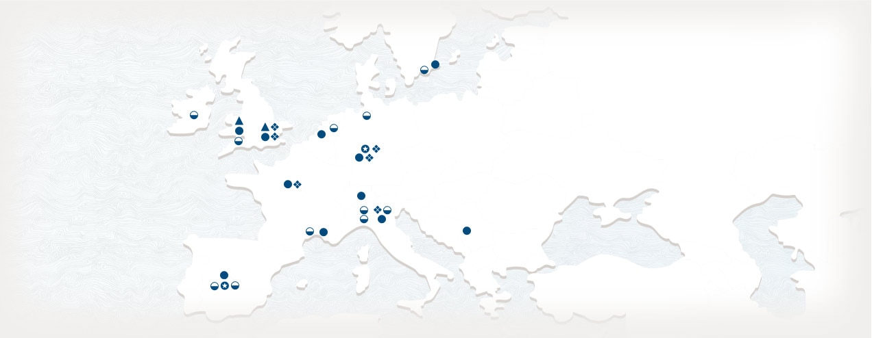 Karte mit den Standorten der Oracle Data Center in Europa