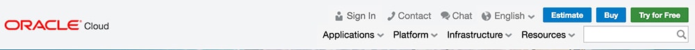 Oracle Cloud homepage top banner