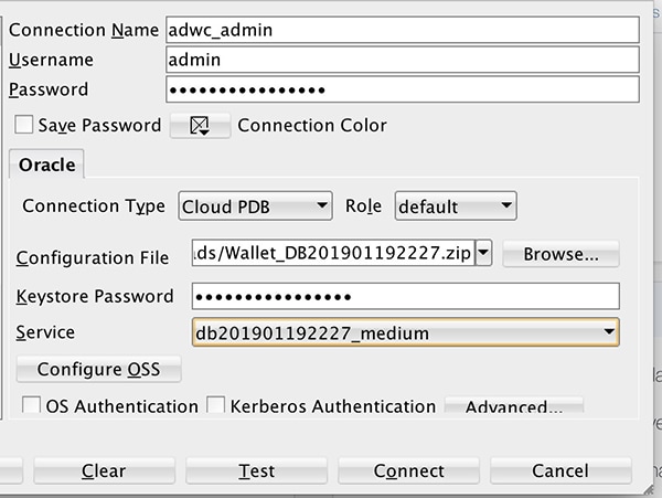 Oracle SQL Developer connection