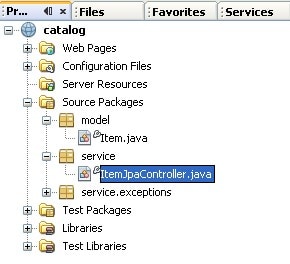 Figure 3. ItemJPAController.java in the Service Node