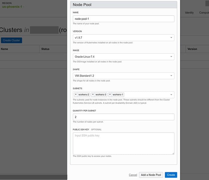 Figure 2. Node pool configuration