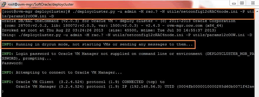 Running Deploycluster in Dryrun mode