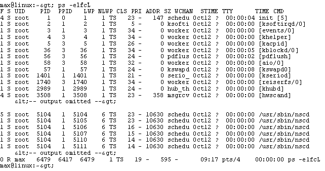 Figure 3: Output of ps(1) Command on Linux