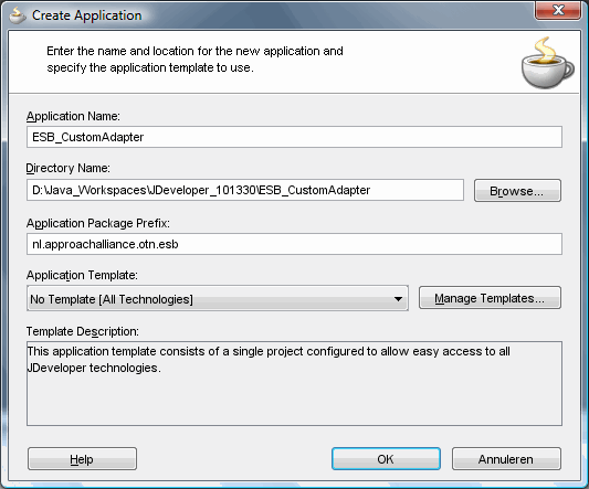 Creating a new application in Oracle JDeveloper