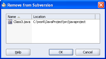 Remove from Subversion dialog