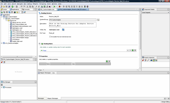 The routing service with no routing rules for the Read operation 