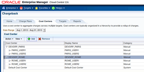 Set up the Cost Centers