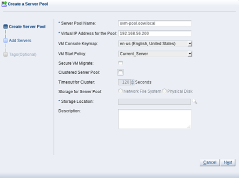 Creating the server pool.