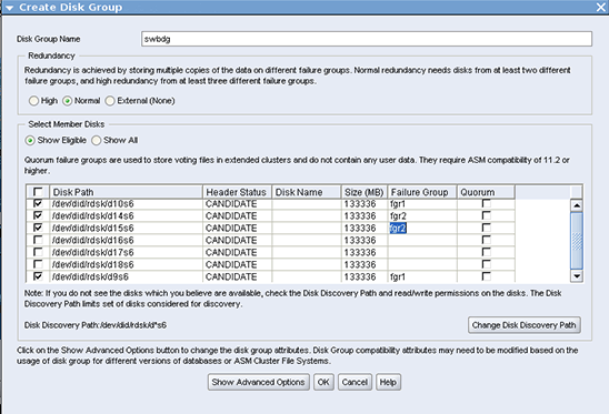 Figure 6. Creating the disk group