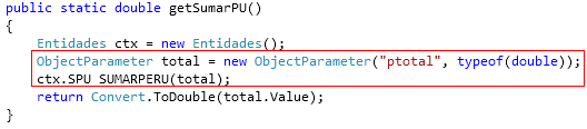 Invocando el stored procedure