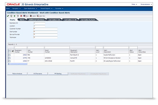 JD Edwards EnterpriseOne Asset Lifecycle Management | Applications | Oracle