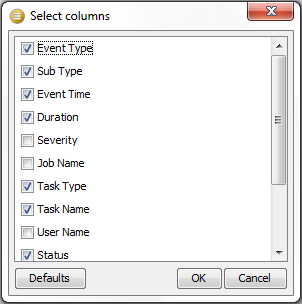 Event Log Select Columns Dialog