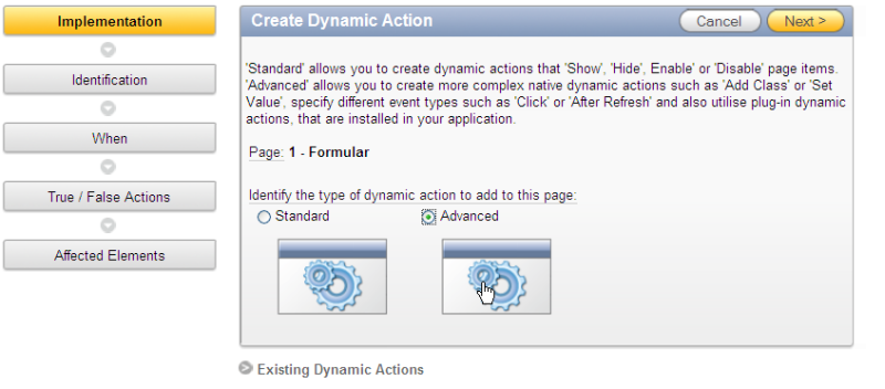 Erstellung einer "Advanced" Dynamic Action