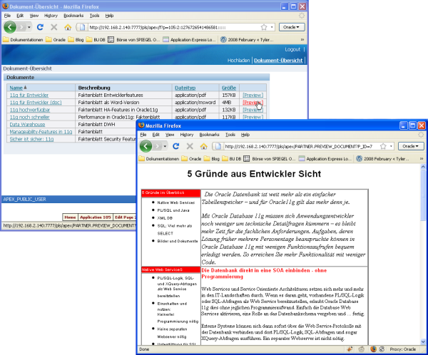 Das Ergebnis: Darstellung eines Office-Dokuments als reines HTML im Browser