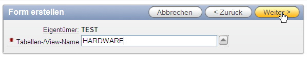 Auswahl der Tabelle