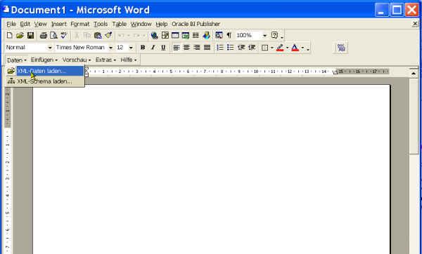 XML-Daten in BI Publicher Desktop hochladen