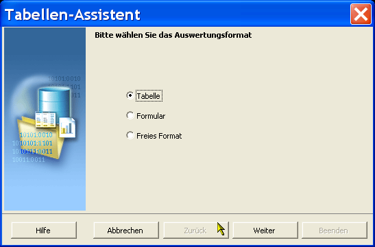 BI Publisher Desktop: Tabellen Assistent