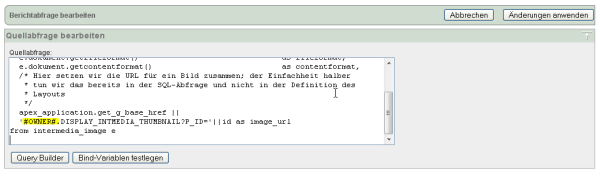 Hart kodiertes Parsing Schema in der Berichtsabfrage durch #OWNER# ersetzen