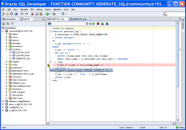 Festlegen eines Breakpoints für das Debugging