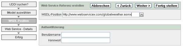 URL zur WSDL-Datei angeben