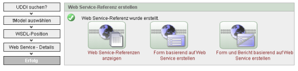 Der Web Service wurde erfolgreich registriert