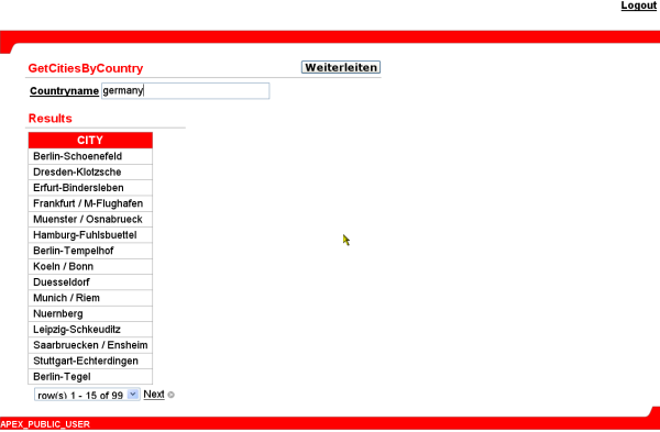 Mit SQL nun richtig aufbereitete Ergebnisliste - direkt vom Web Service