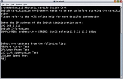 Network Switch Certification CLI window