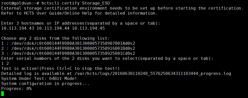 image:This image is a screenshot of the External Storage Certification
                            test using CLI.