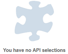 The mobile backend API page with no APIs selected