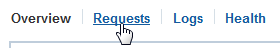 The Requests link in the Overview page