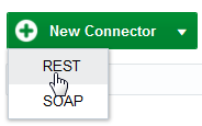 The New Connector button with the connector type menu