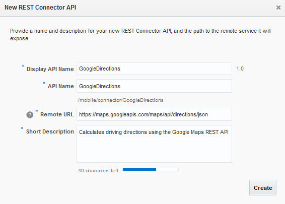 The New REST Connector dialog