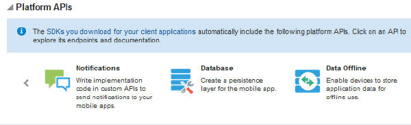 The Platform APIs section of the APIs page