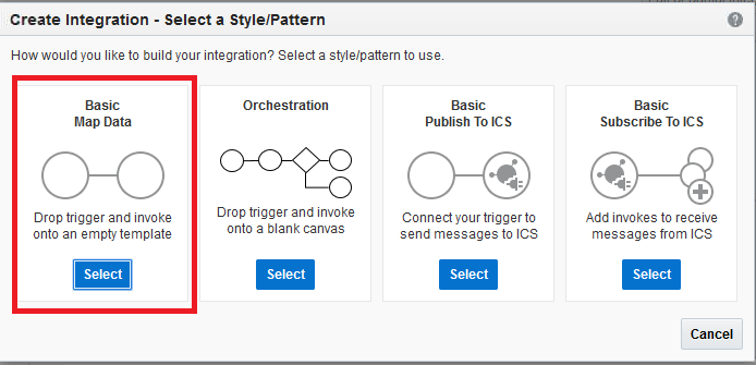 Create
                                  Integration - Select a Style/Pattern window