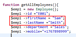 An extract of the Employee.php class file