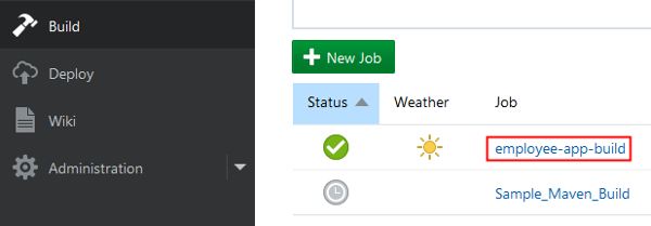 Build tab of the Employee application