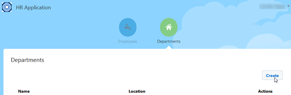 Create button on the Departments page