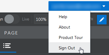 Sign Out option in the User menu