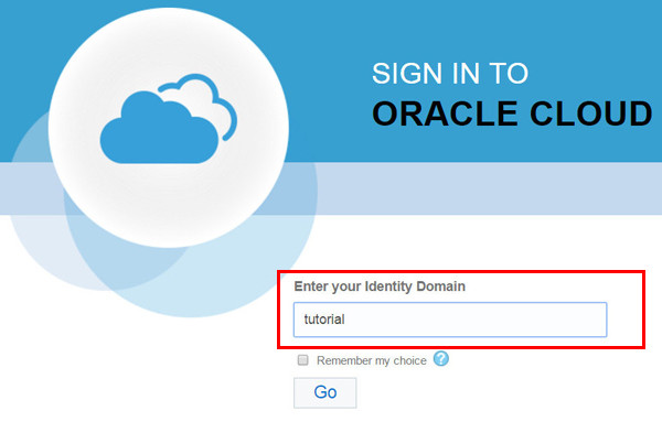 Sign In to Oracle Cloud page