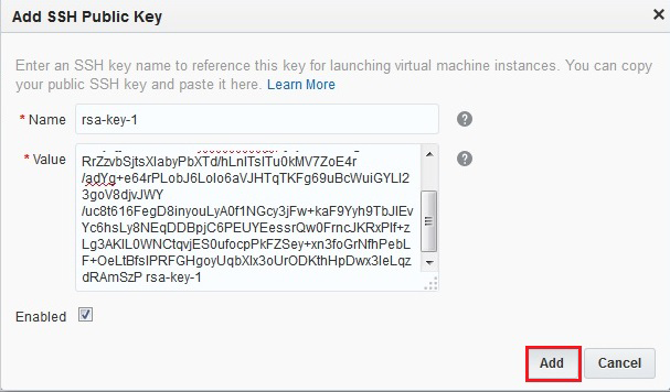 Add SSH Public Key dialog box