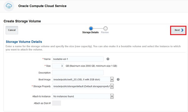 Storage Volume Details page