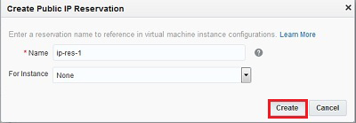 Create Public IP Reservation dialog