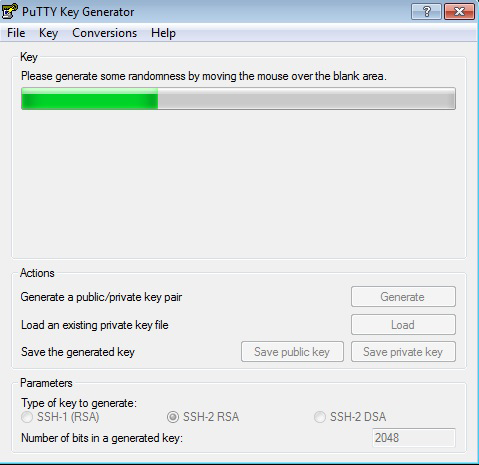 Generating randomness within the PuTTY Key Generator Window